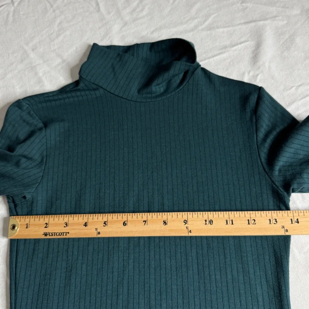 Uniqlo Heattech Extra Warm Ribbed Turtleneck T-shirt Teal Womens‎ Size Small